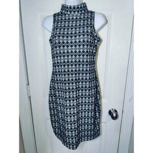 Atmosphere Black White Sleeveless Mock Neck Mini Sheath Dress Sz 12 UK (S/M)